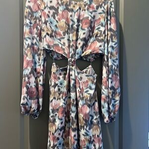 Floral Cutout Long Sleeve Dress